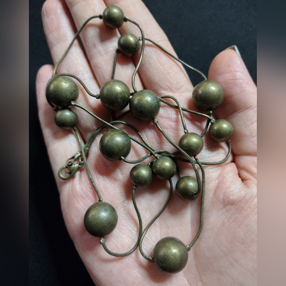 Bronze Gold Beaded Necklace - Picture 2 of 7